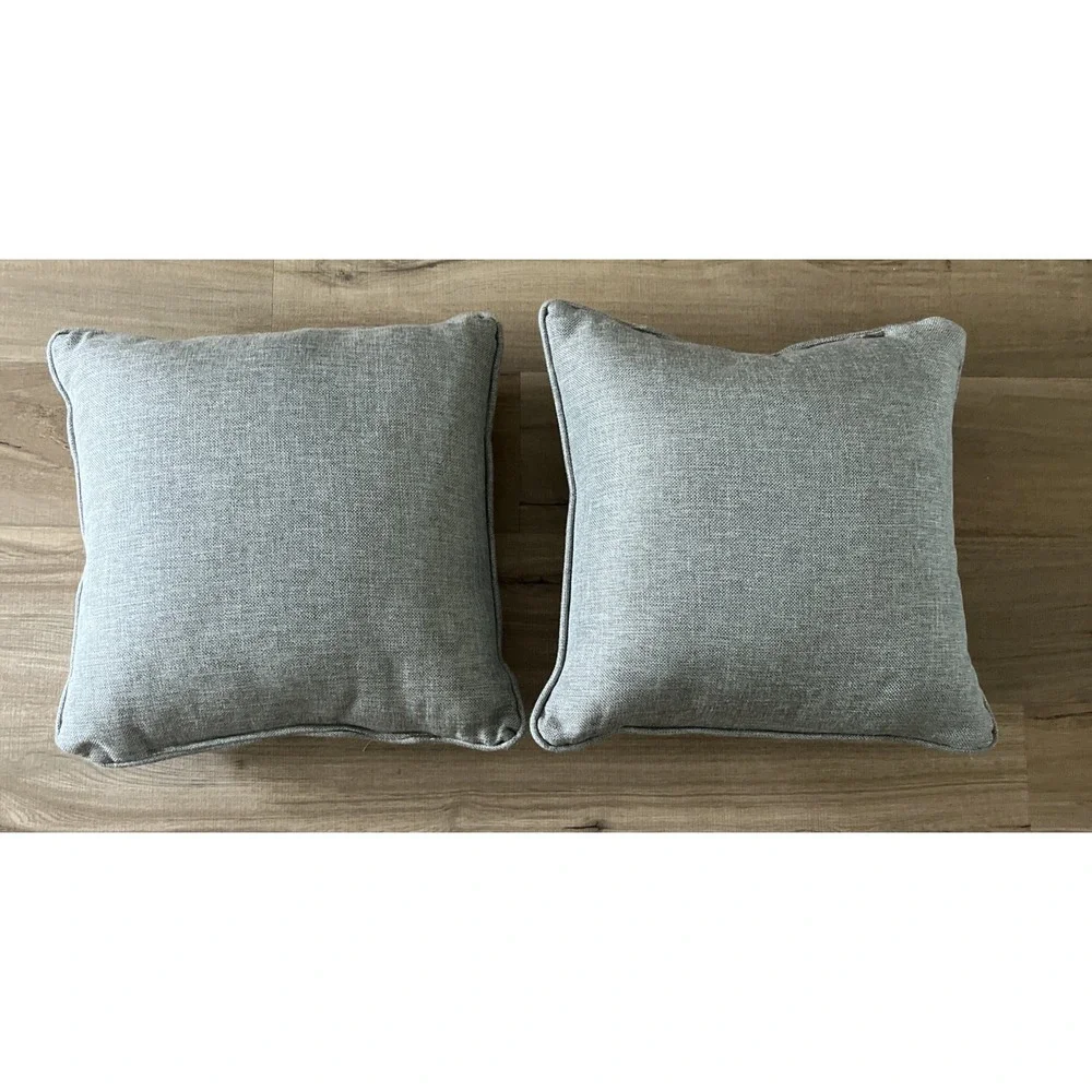 Set of 2 Sage Green Gray Striped Throw Pillows Herringbone Textured Cushions
